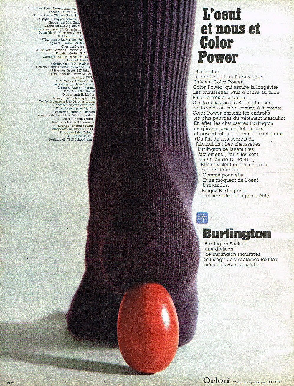 1971 PUBLICITE ADVERTISING 085 BURLINGTON L\'OEUF POWER VIOLET socks