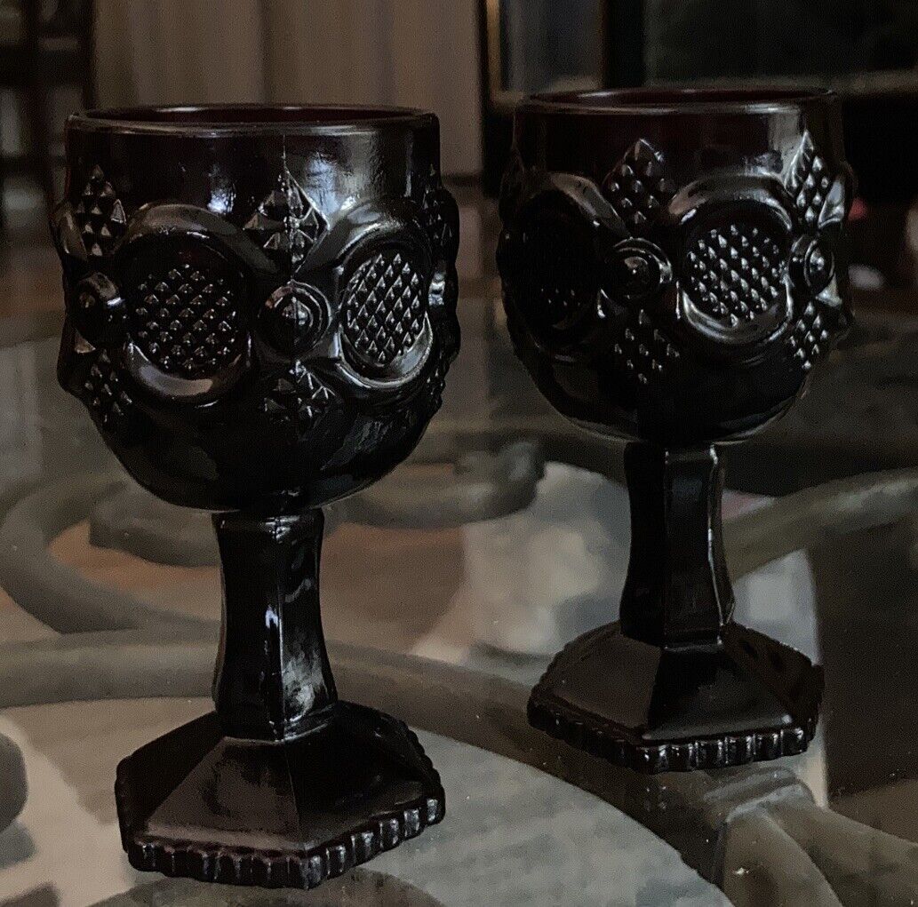 Vintage Avon Cape Cod 1876 Ruby Red Glassware Goblets Set 2 Mini-4.5in