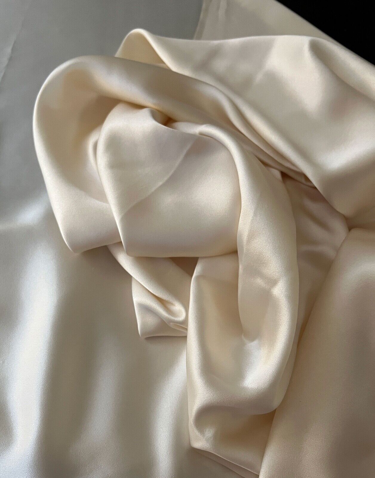 3 yds Vintage Soft Ecru  Silk Satin Fabric  ZZ164
