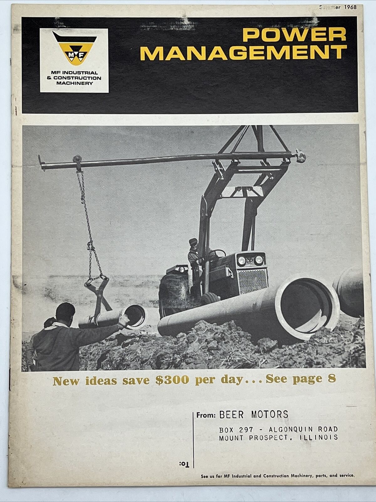 1968 MASSEY FERGUSON INDUSTRIAL CONSTRUCTION MACHINERY POWER MANAGEMENT MAGAZINE