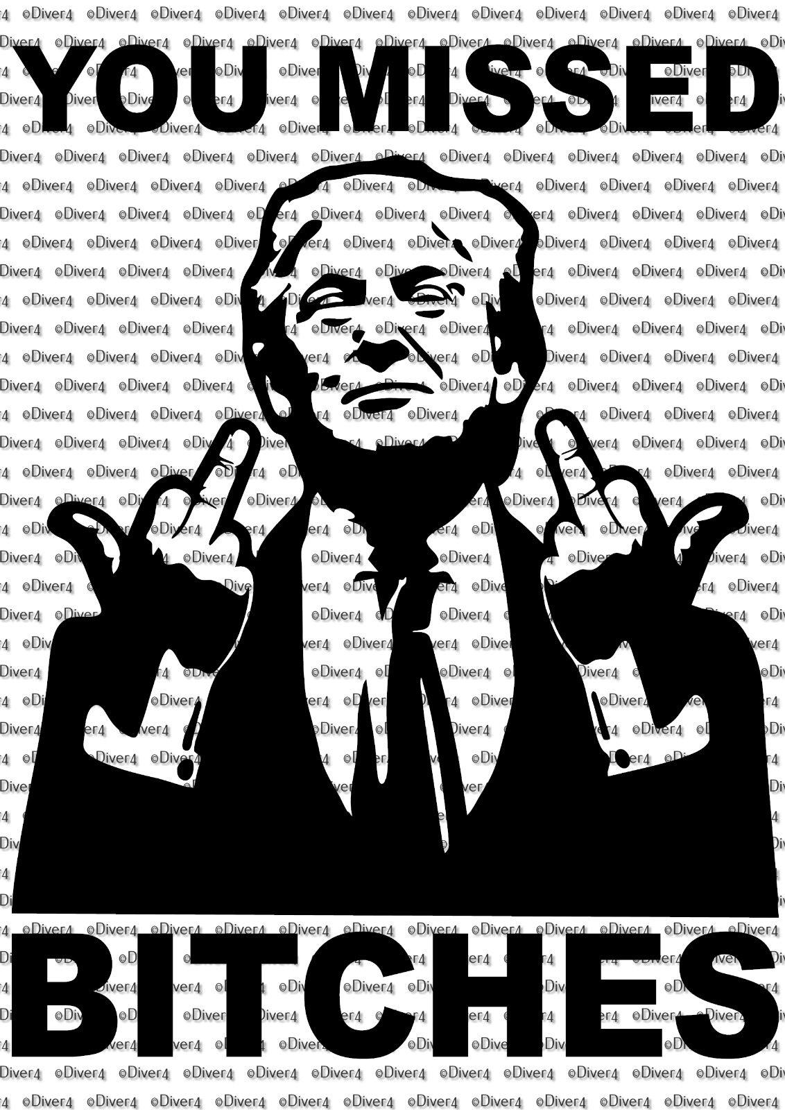 You Missed B*ches FU Trump Flipping Fingers Giving The Bird Vinyl Decal US Made