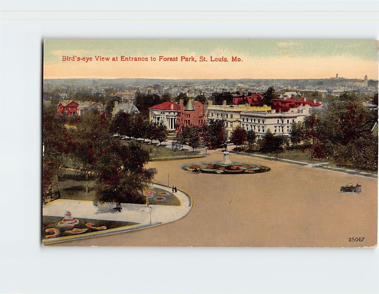 Postcard Bird's-eye View at Entrance to Forest Park, St. Louis, Missouri