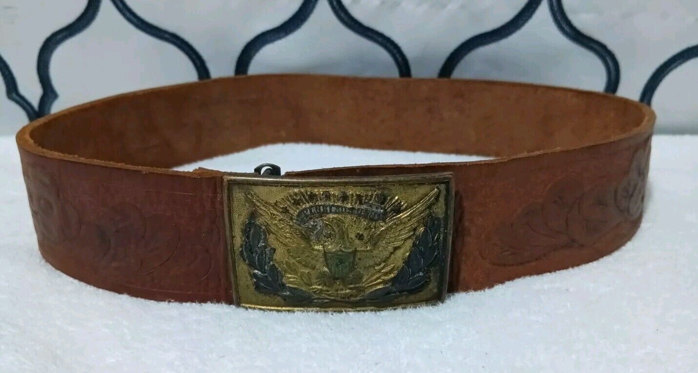 Antique Style Civil War American Eagle Belt Plate Buckle and Belt