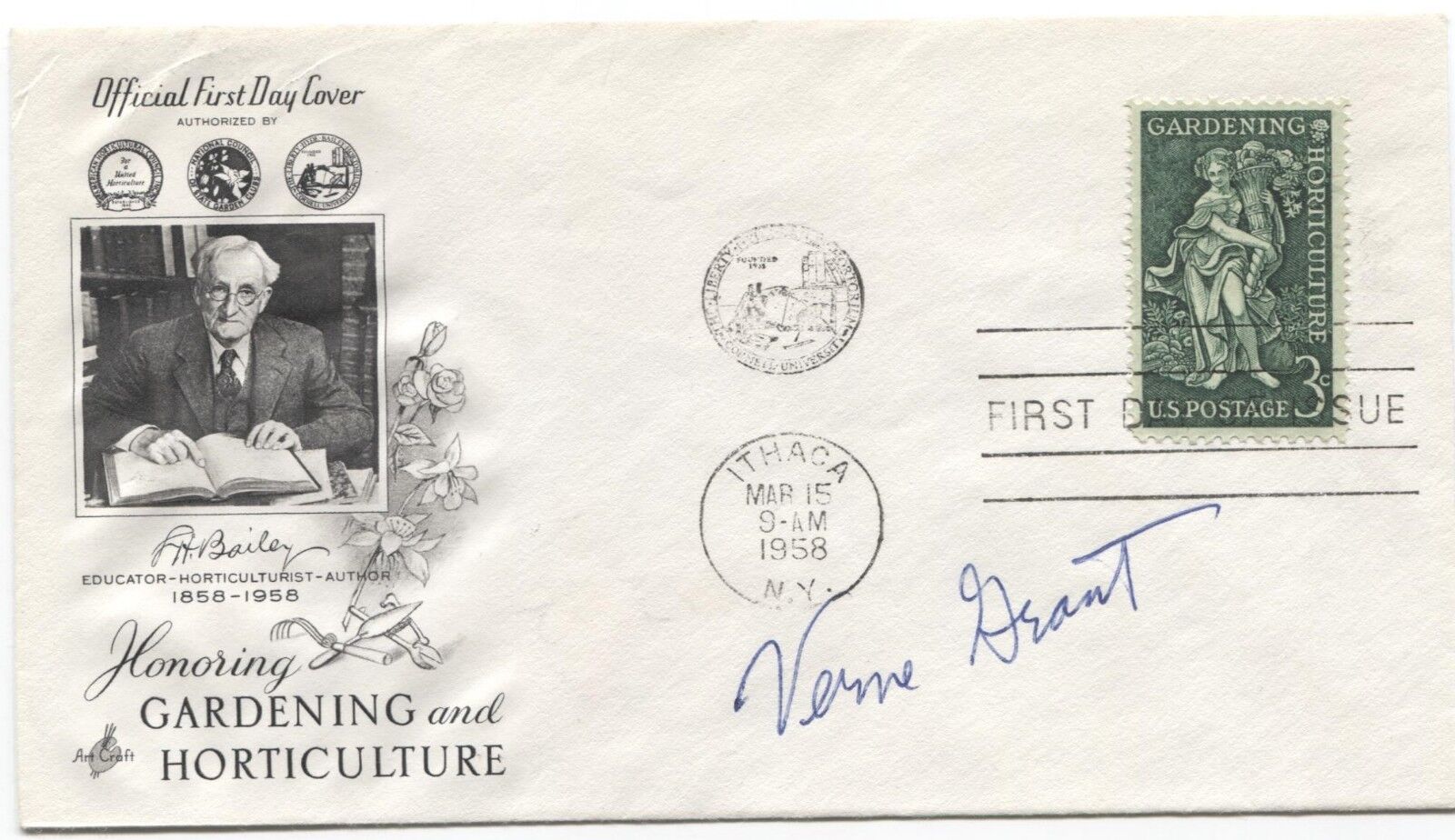 Verne Grant Signed FDC First Day Cover Autographed Vintage Botanist Signature