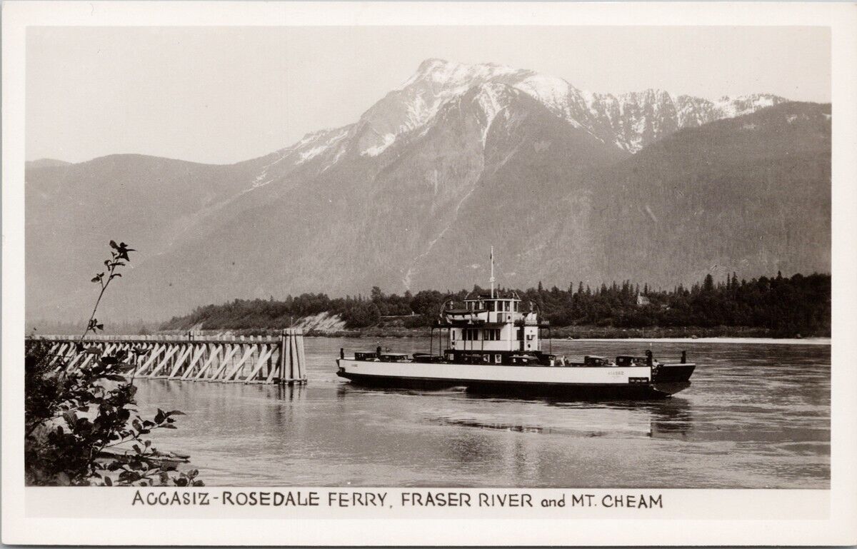 Agassiz Rosedale Ferry Boat Fraser River BC Fraser Valley Cheam RP Postcard H60