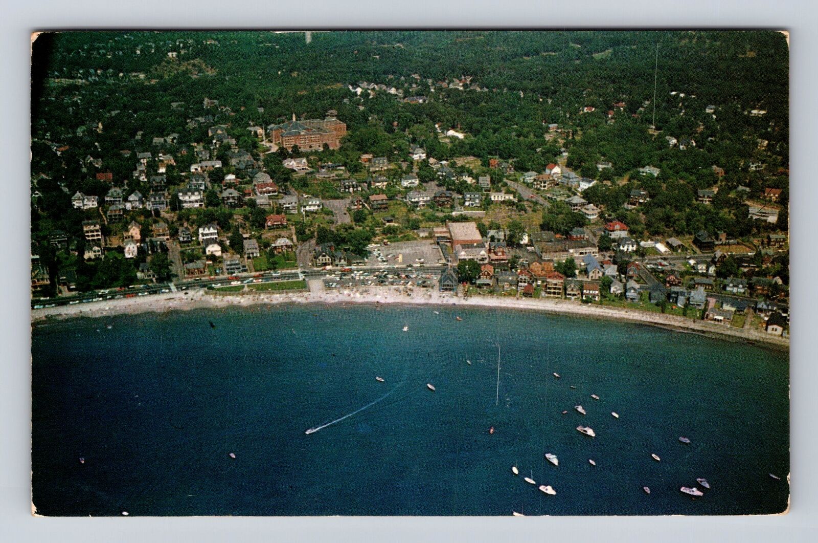 Swampscott MA-Massachusetts, Aerial Of Town Area, Antique, Vintage Postcard