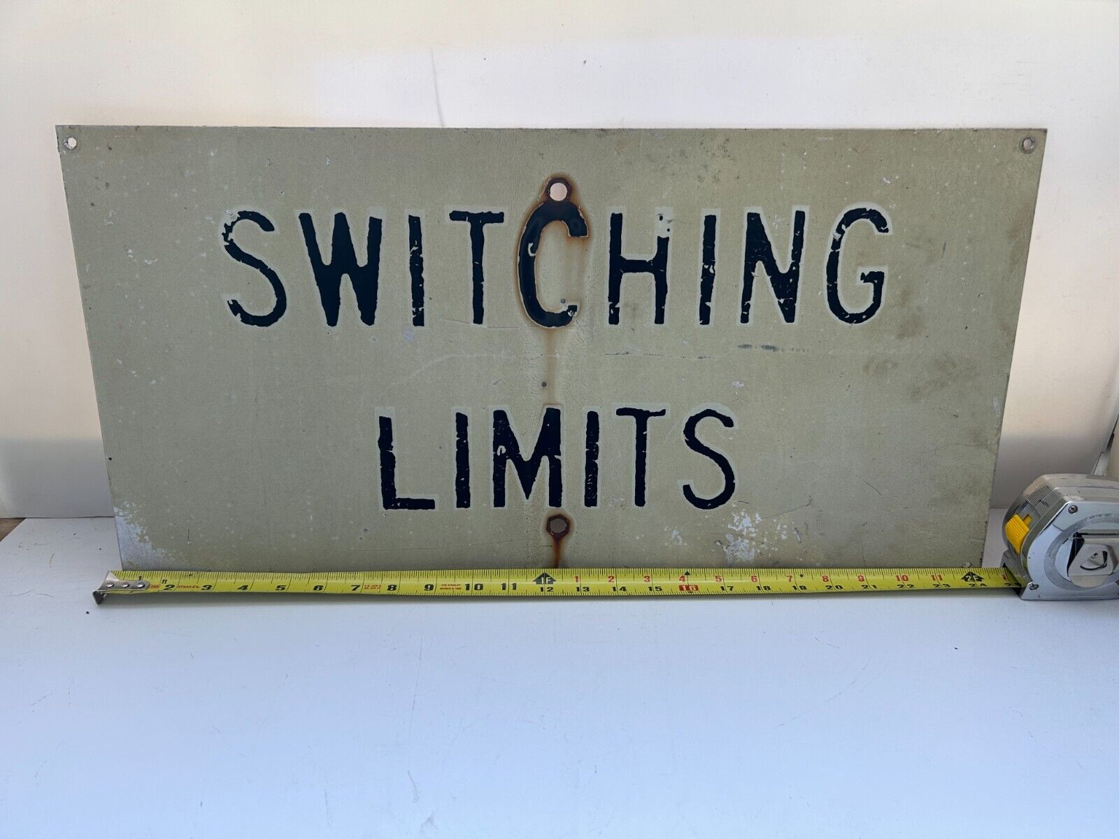 24 by 12 railroad sign switching limits reflective vintage