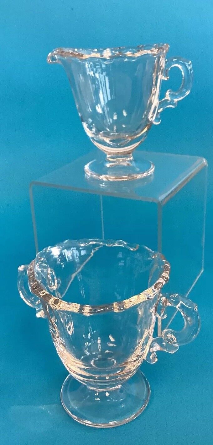 Vintage Fostoria Glass Clear “Century” Footed Sugar & Creamer Set