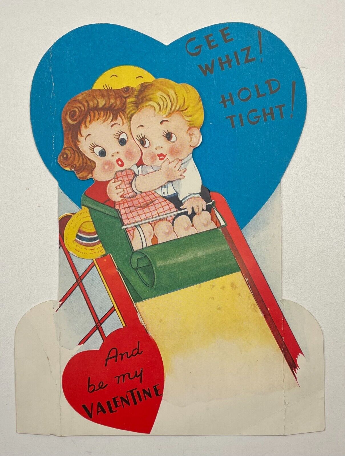 Vintage Mechanical Valentine Card Gee Whiz