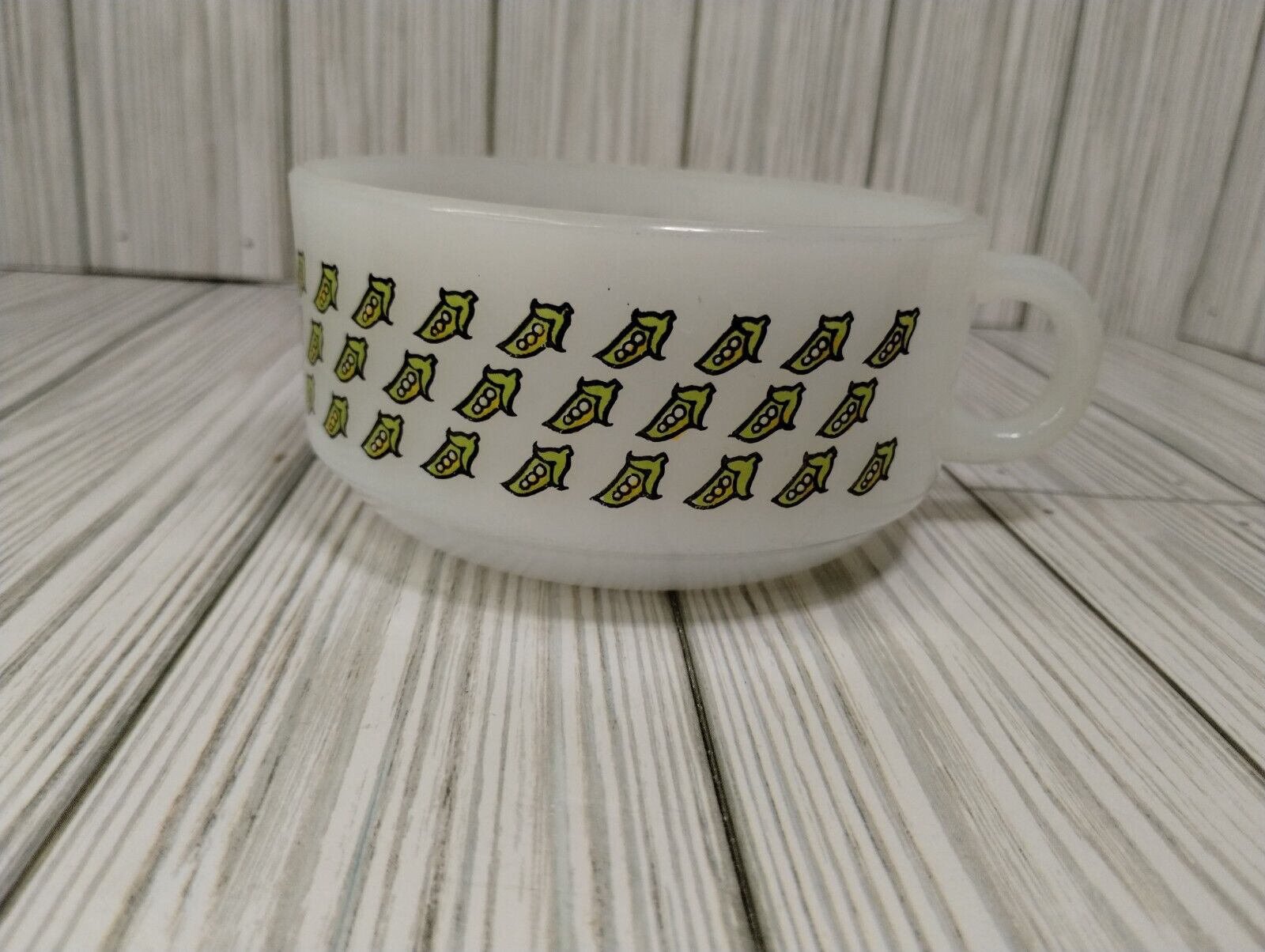 Glasbake Vtg Milk Glass Soup Mug Cup Corn J-2711