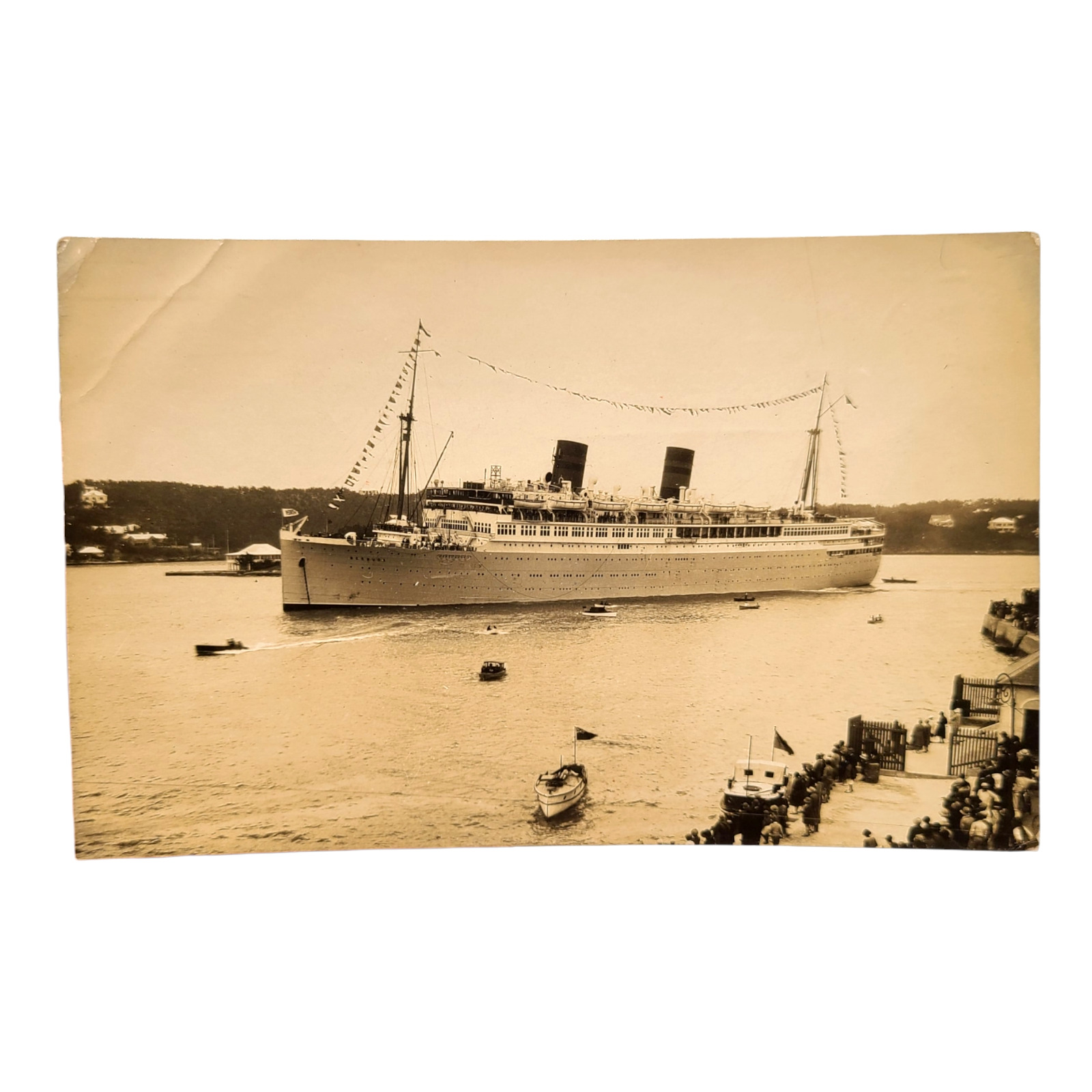 RARE 1930s M.S. Bermuda Ship RPPC Furness Bermuda Line Photo Postcard MS Bermuda