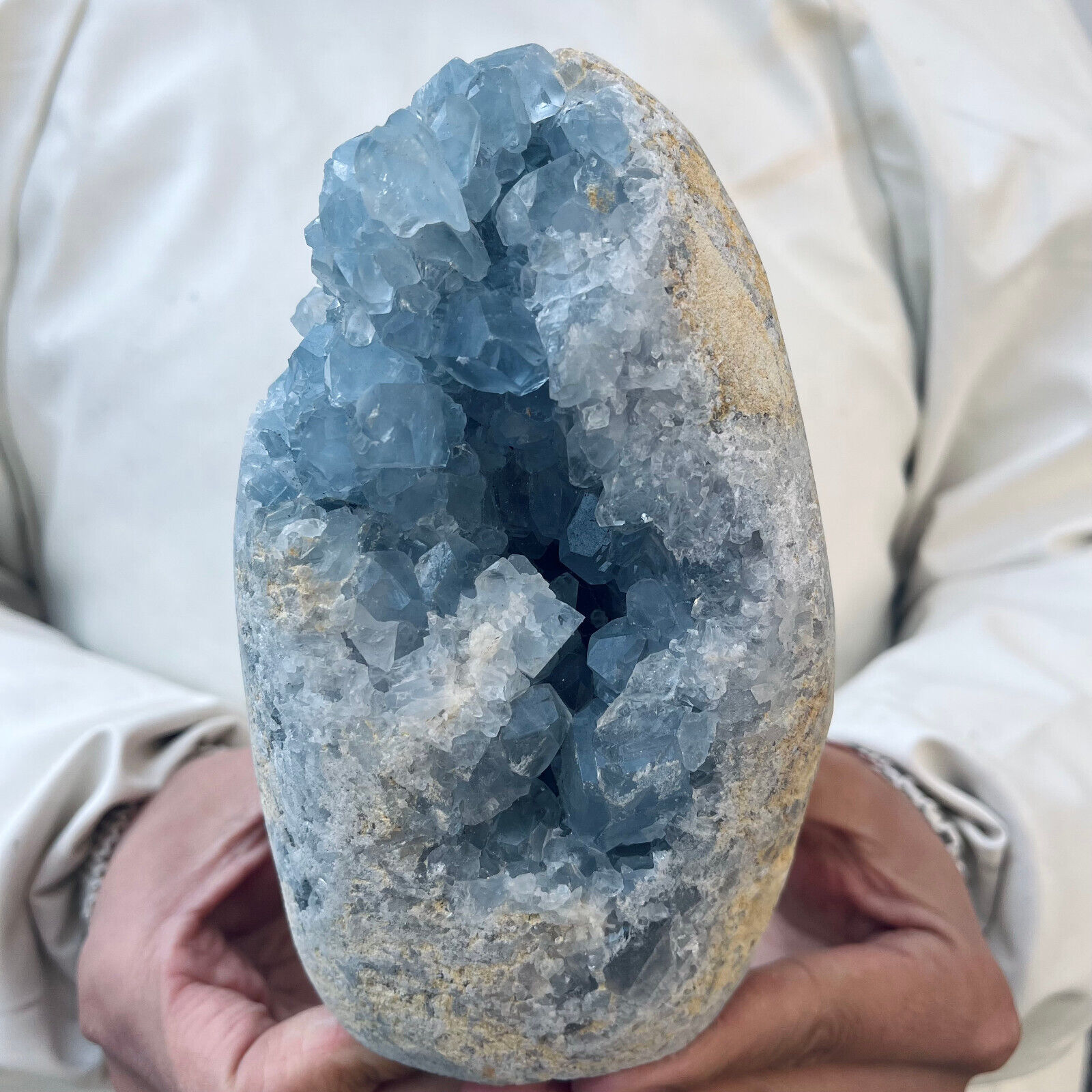 4.1lb Large Natural Blue Celestite Crystal Geode Quartz Cluster Mineral Specime