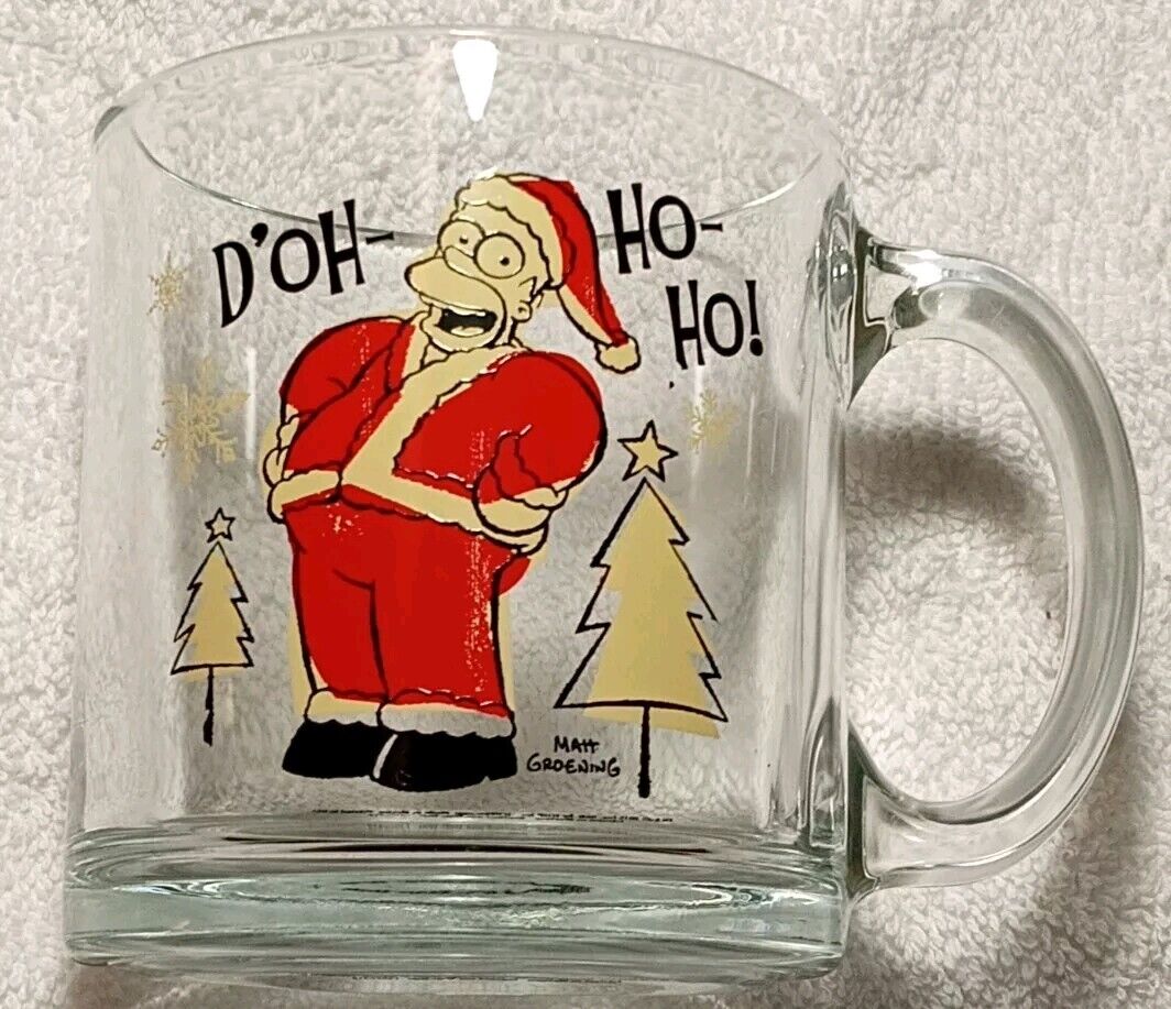 Homer Simpson Santa D’OH Ho Ho Glass Mug 
