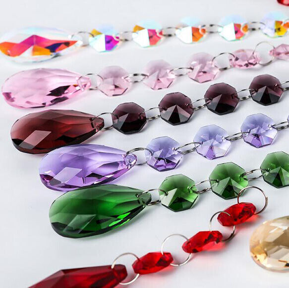 10Pcs Colorful Teardrop 38mm Chandelier Crystal Prism Wedding Decor Suncatcher