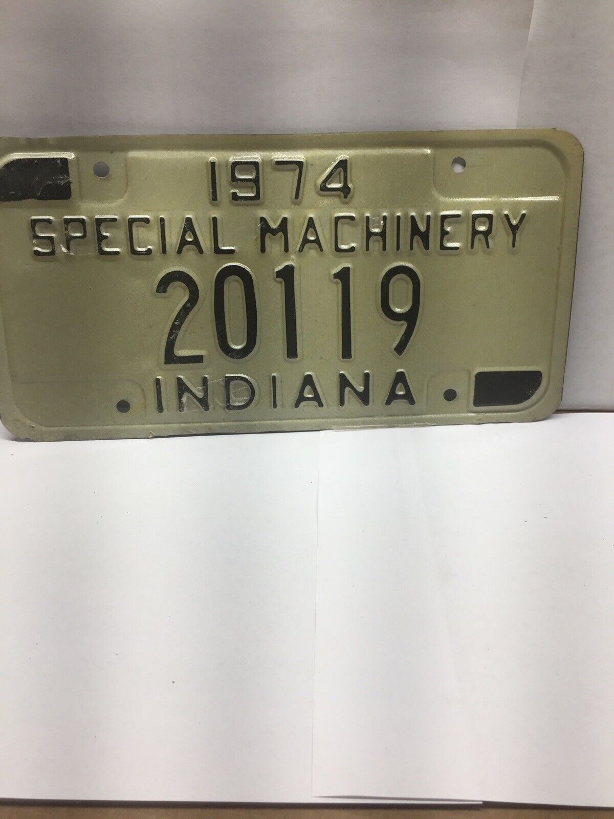 Vintage Indiana Special Machinery License Plate -  Plate 1974 Crafting Birthday
