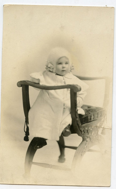 Real Photo Postcard - Cute Baby - Coat & Cap Sitting