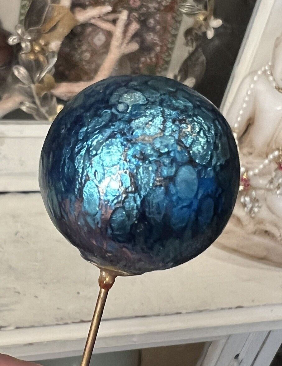 Very Rare Antique Art Nouveau Loetz Iridescent Art Glass Hat Pin Hatpin
