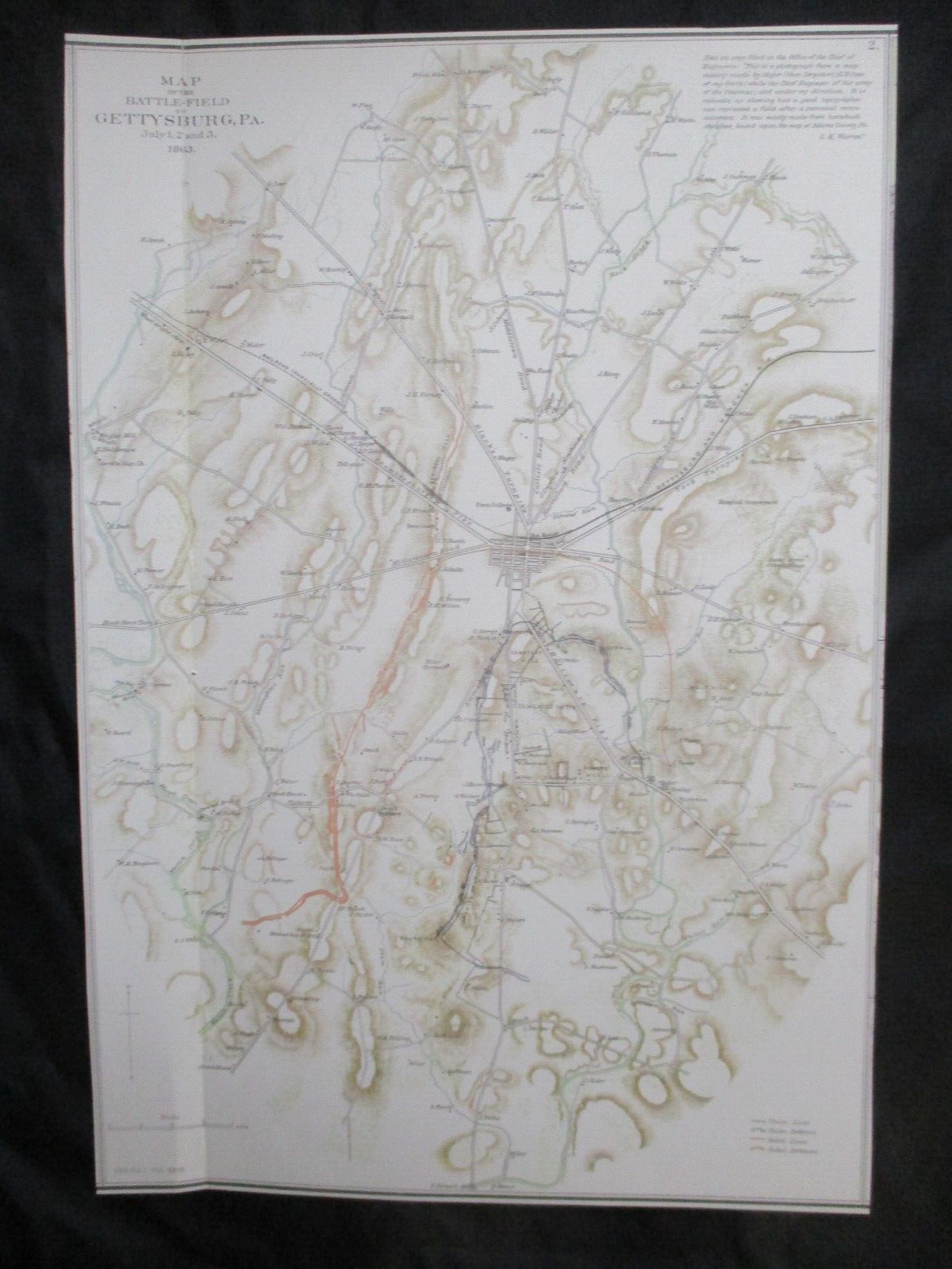 1983 Civil War Map Print - Battlefield of Gettysburg, PA, July 1, 2, & 3, 1863