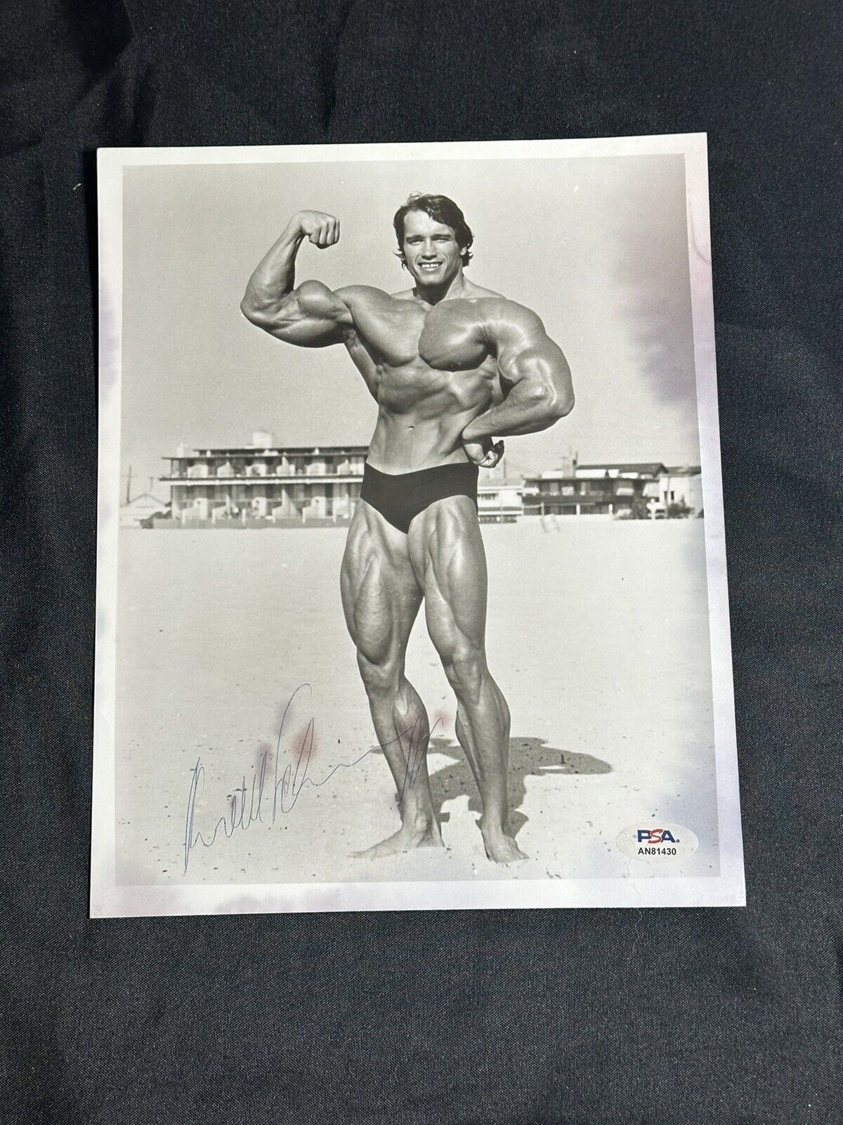 Arnold Schwarzenegger Autographed Bodybuilding Photograph VINTAGE Terminator PSA