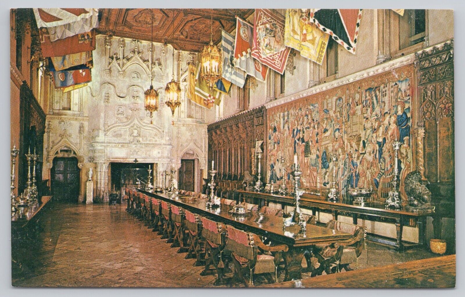 San Simeon California, Hearst Castle Refectory Dining Hall, Vintage Postcard