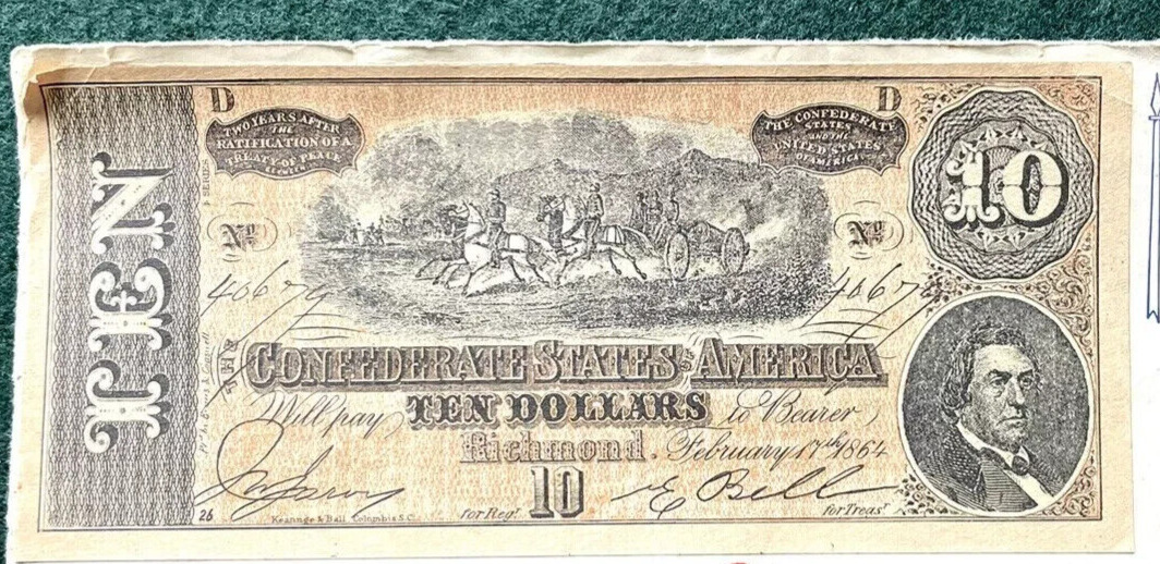 Vintage Confederate Civil War Replica Currency Multi Denomination Bills Money