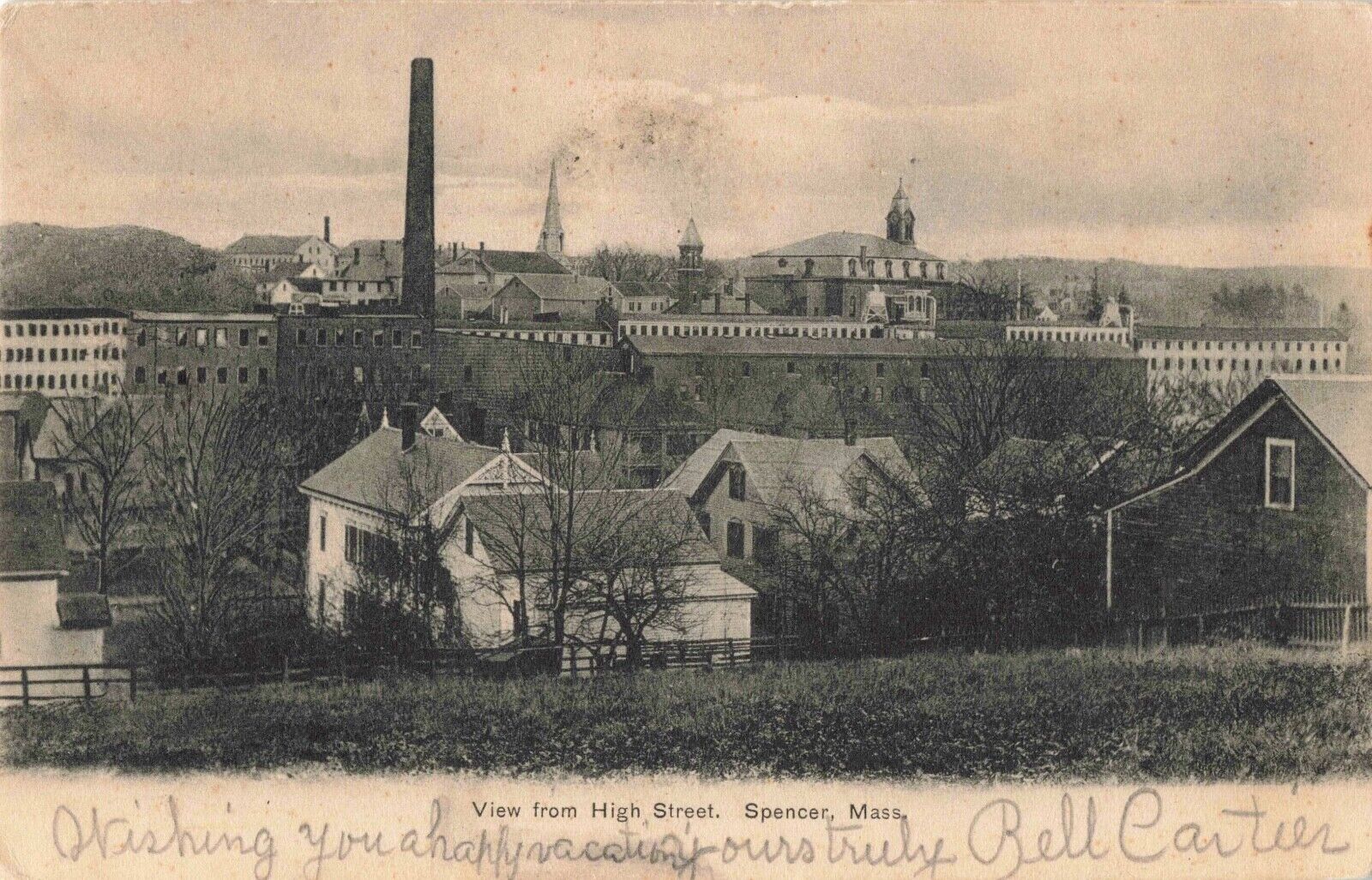 View from High Street Spencer Massachusetts MA 1906 Postcard