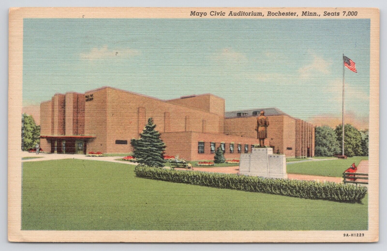 Rochester Minnesota Mayo Civic Auditorium 1952 Linen Postcard