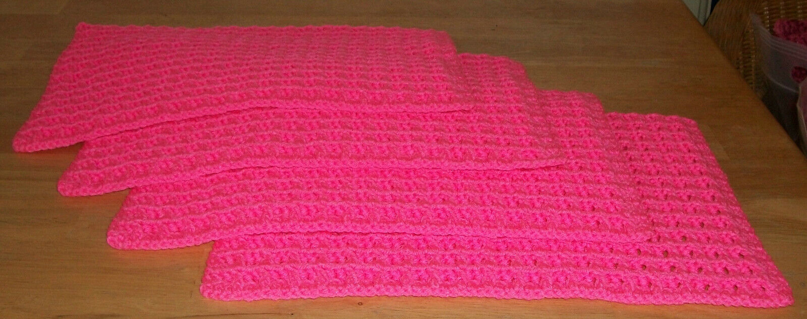 New 4Pc Set Uniq Handmade Crochet 12x16 Rectangle Table Placemats Pretty In Pink