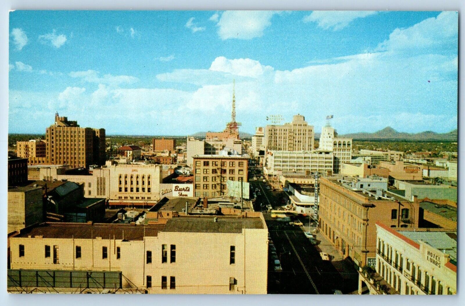 Phoenix Arizona AZ Postcard Looking North Quarter Million Downtown Hotel c1960