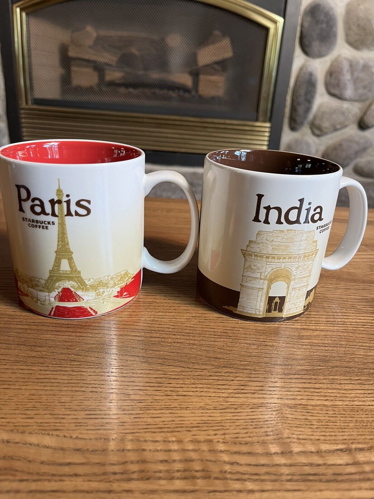 Starbucks Global Series Collectors mugs. Lot of 2 mugs Paris India Excellent