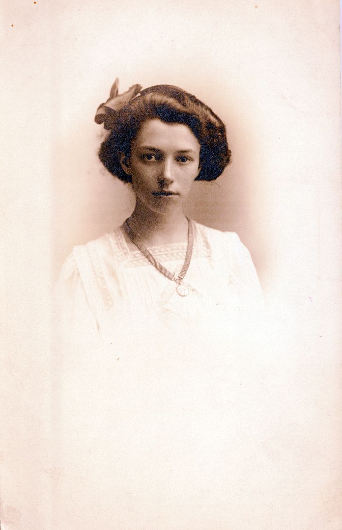 Young Woman With Hair Ribbon Real Photo Postcard rppc