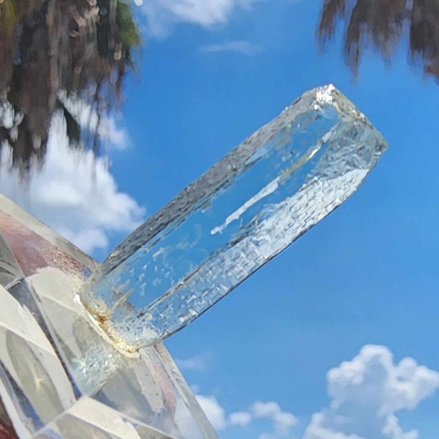 Etched AQUAMARINE Gem Crystal from Brazil Guaratinga, Bahia, Brazil Hollow Tube