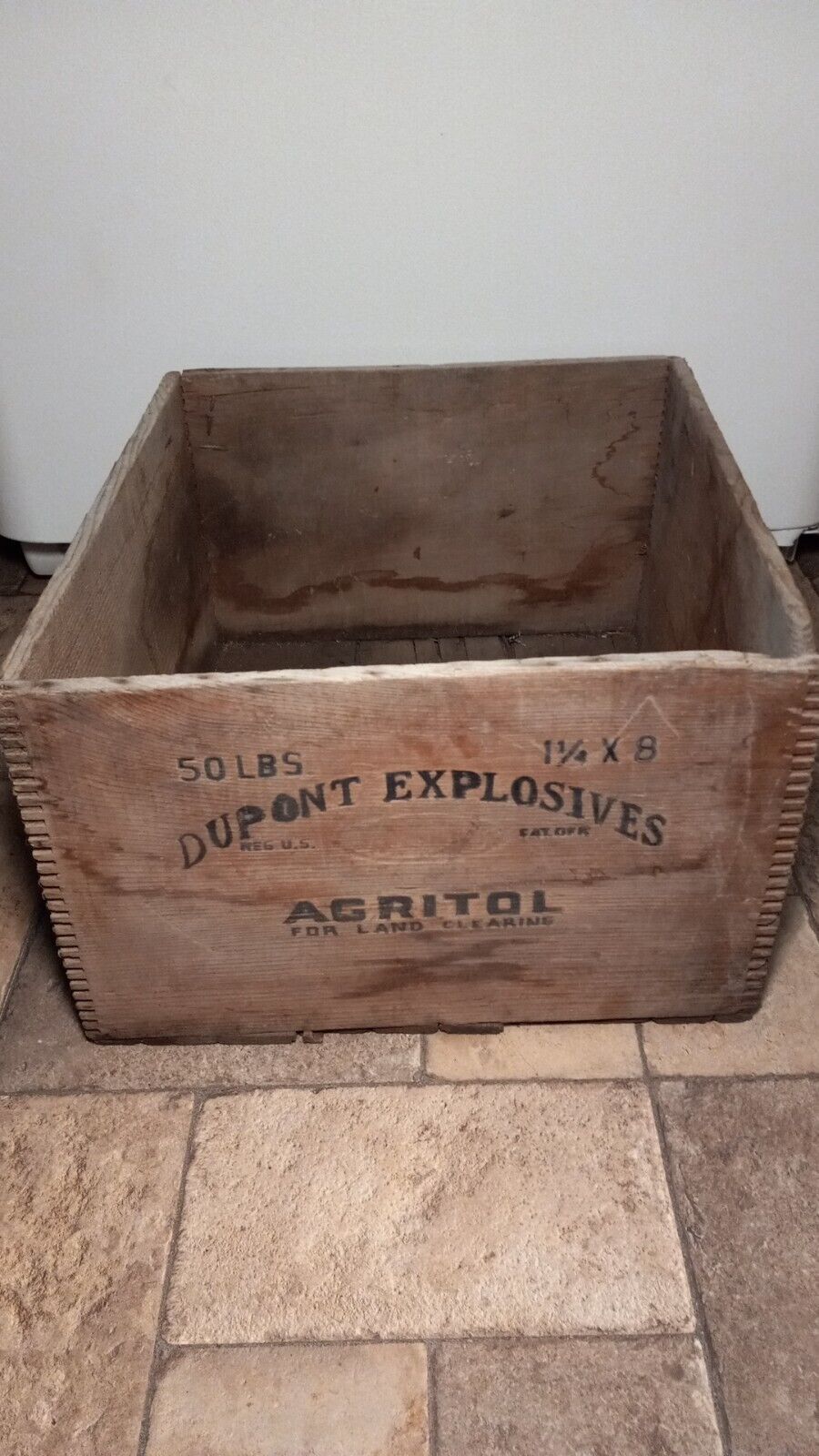 Antique/Vintage DuPont 50Lb Explosives Agritol Wooden Crate Box