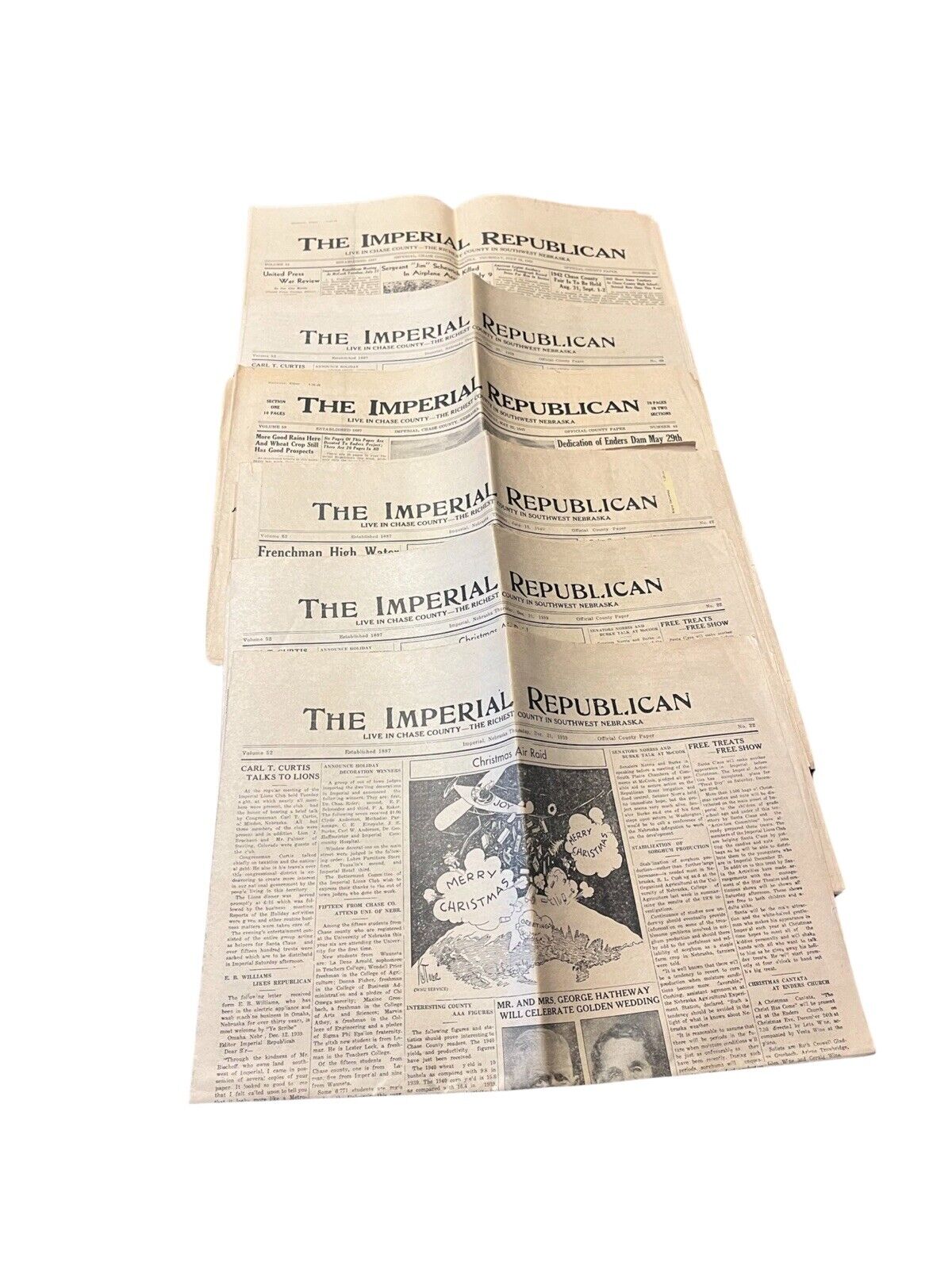 Antique Newspaper Lot Of 6 | 1930s-40s | IMPERIAL REPUBLICAN | Collectible
