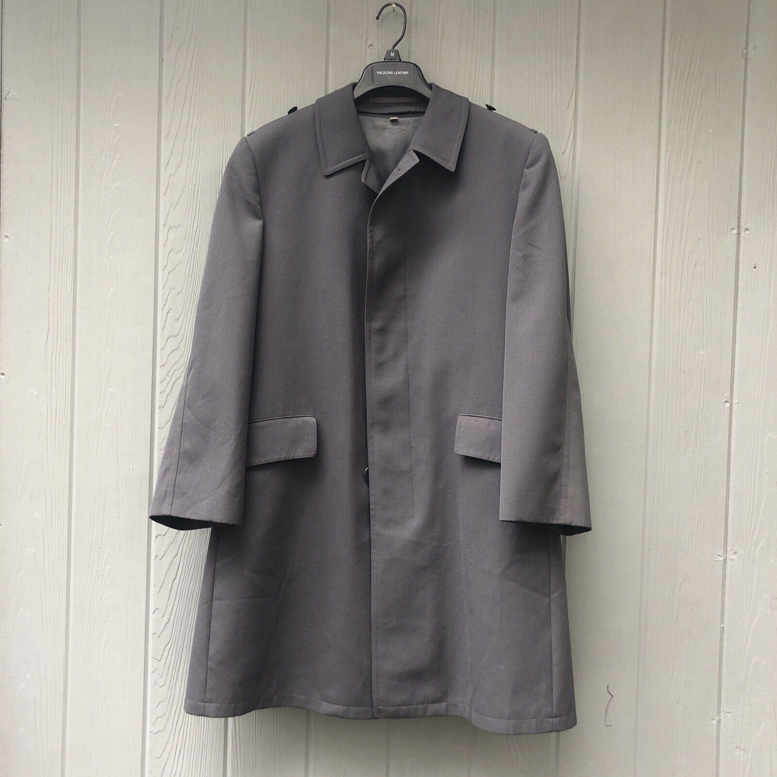 Vintage Schwarz Passau German  Overcoat Jacket Removable Liner Army Gray Size LG
