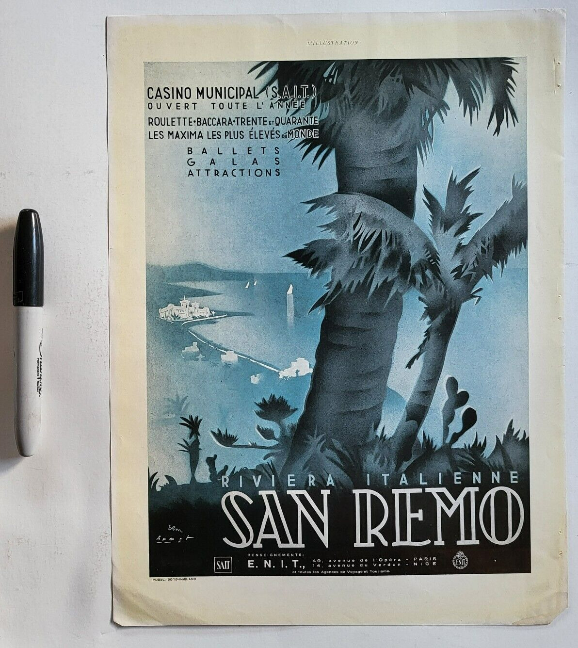 Italian Riviera San Remo and Bonal Vine Vintage Print Ad Dual Prints