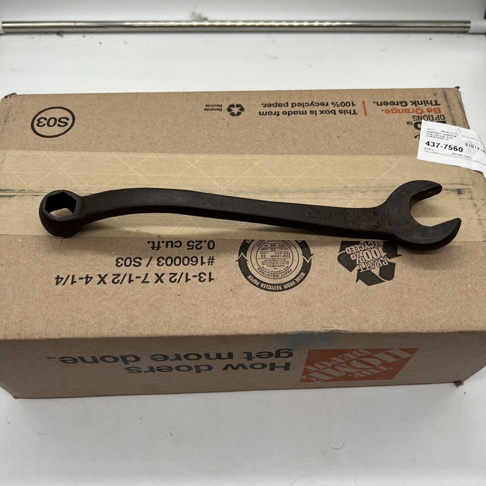 Vintage Antique FORD USA Wrench 1” Open End 3/4” Box End M-40-17017