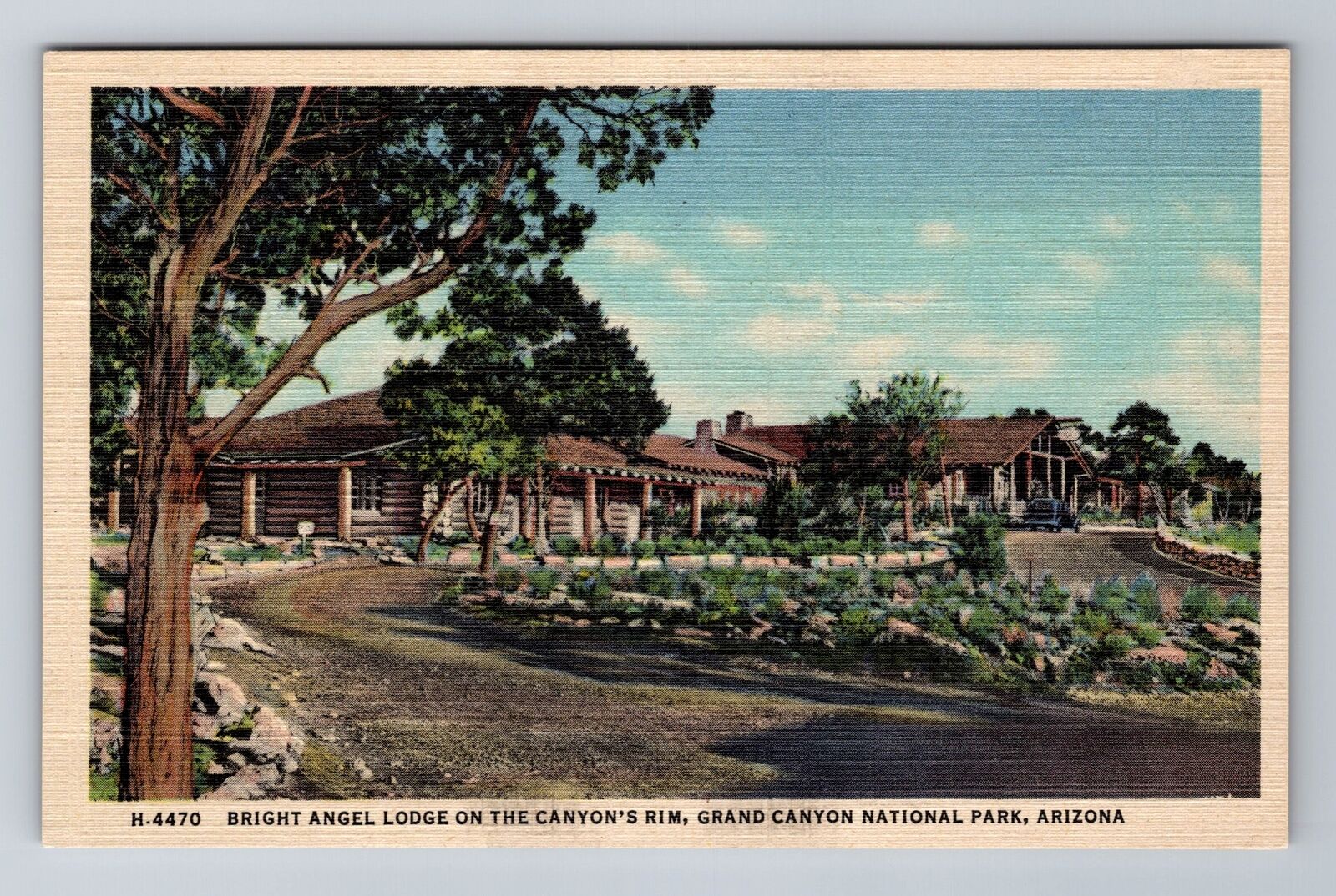 Grand Canyon Park AZ-Arizona, Bright Angel Lodge Antique Vintage Postcard