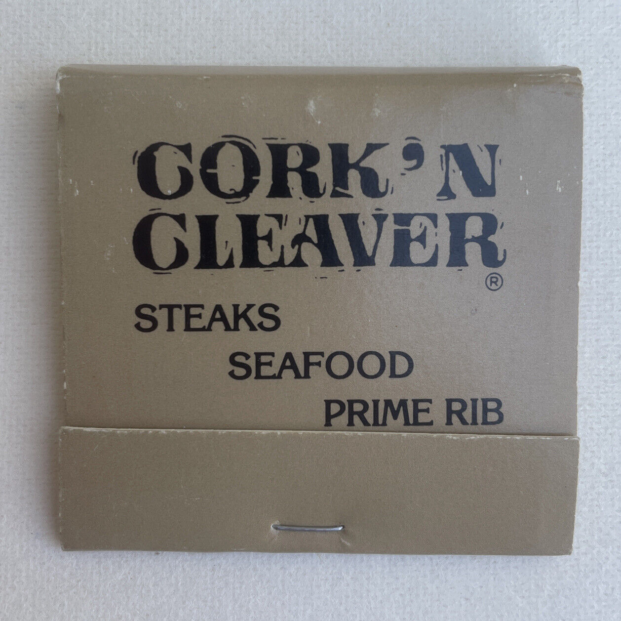 Vintage Matchbook Cover   Cork’ N Cleaver Restaurant Steaks Seafood Prime Rib
