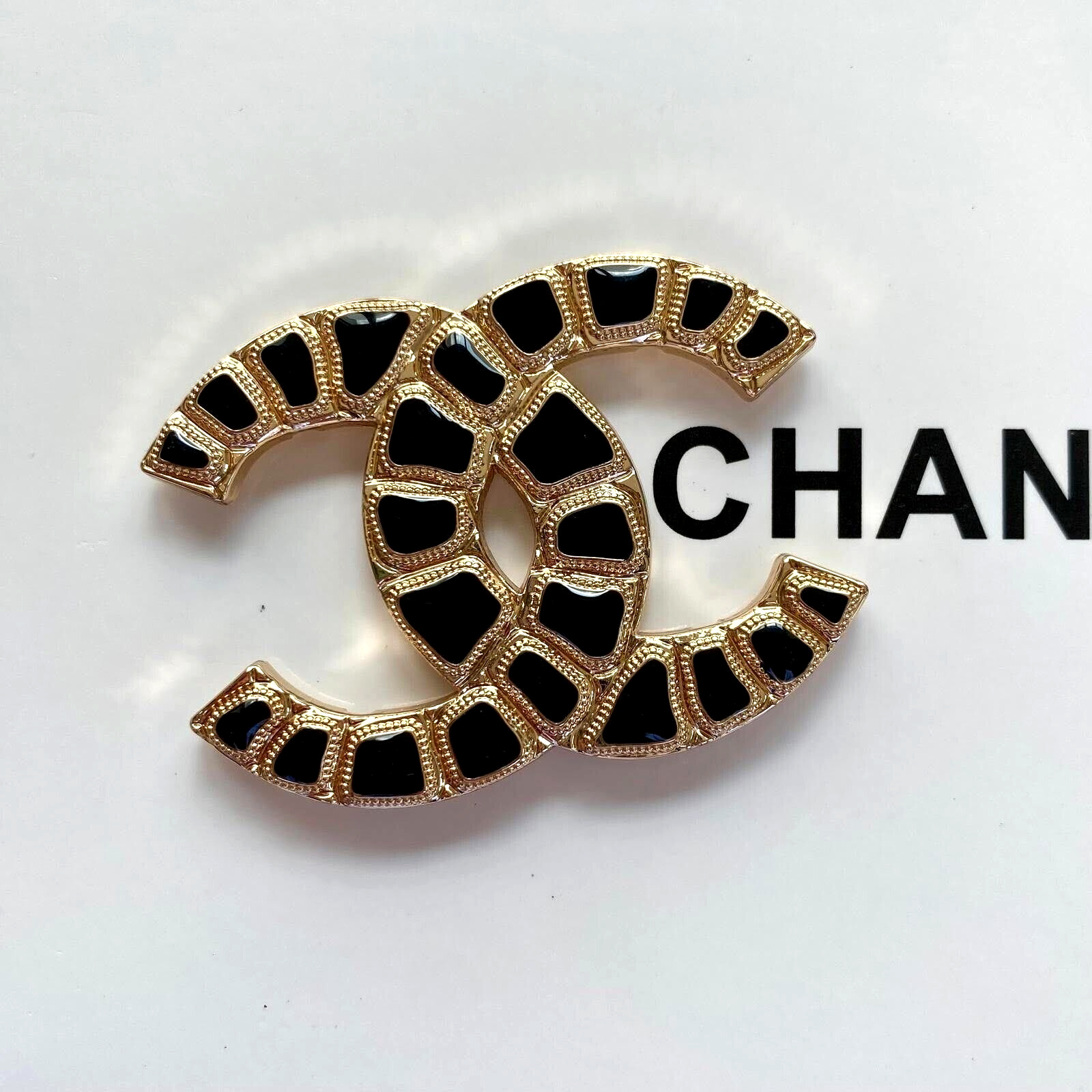 1 Vintage original large 49 mm x 36 mm Chanel CC Logo gold tone button 4 holes