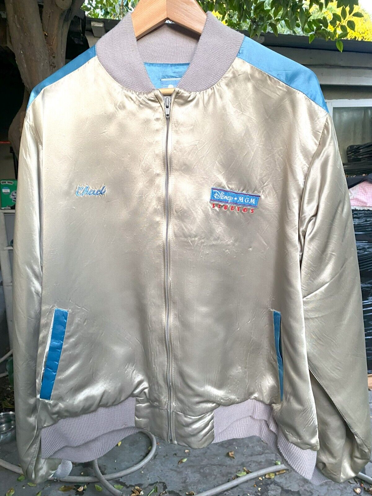 Vintage 80’s Disney MGM Studios Satin Zip Jacket Size XL Personalized