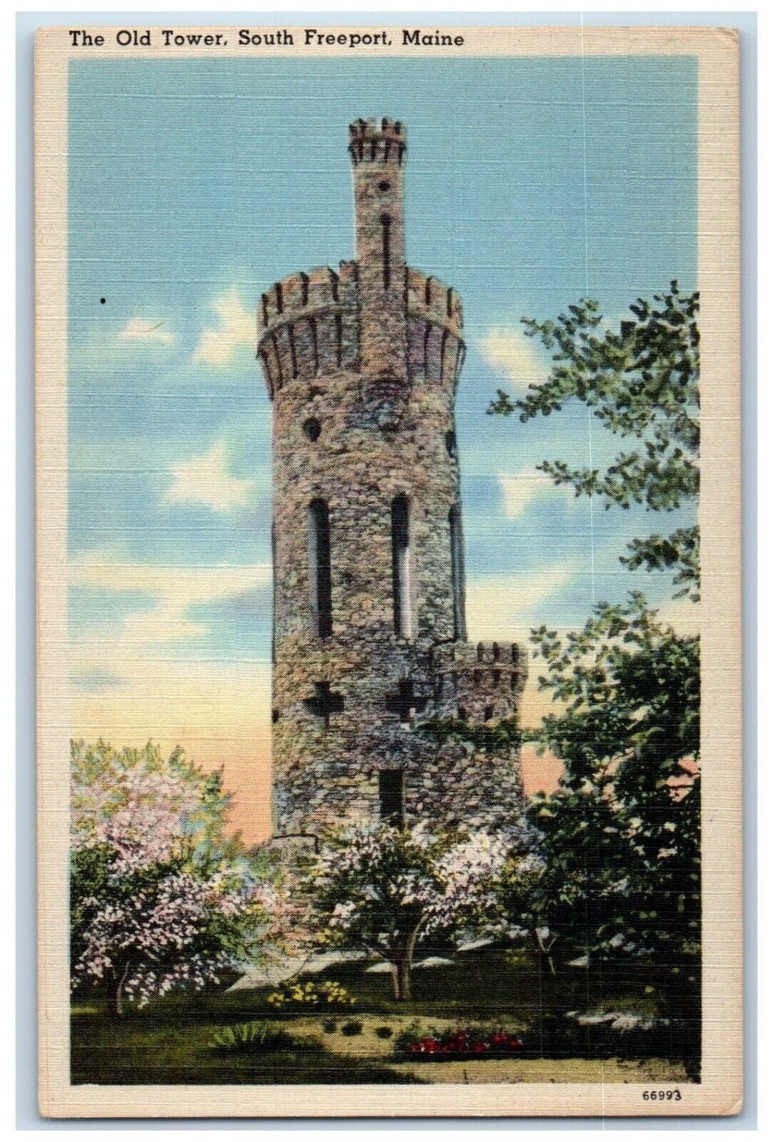 c1930's View Of The Old Tower South Freeport Maine ME Unposted Vintage Postcard