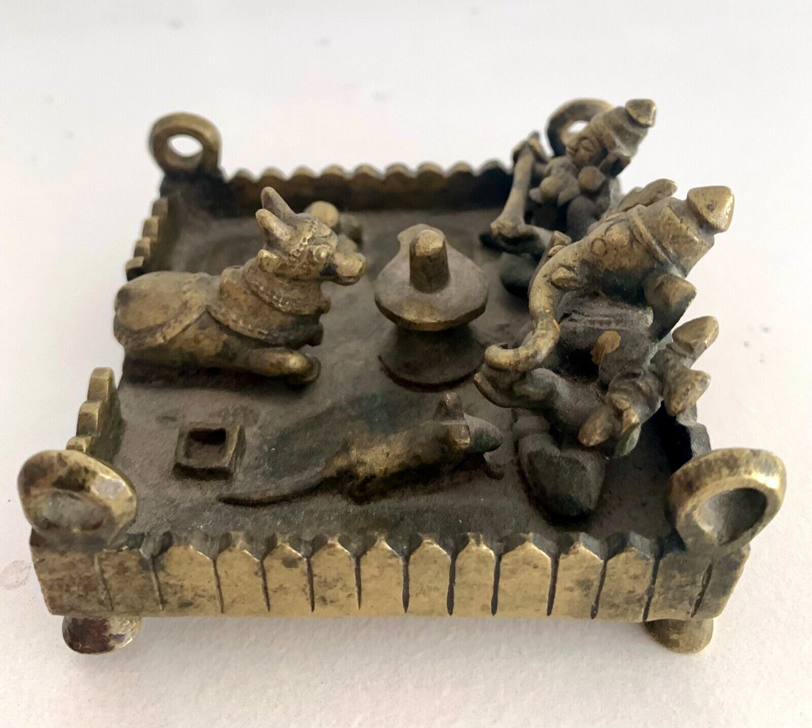 Antique Indian 18th-19th Century Brass Miniature Shaivaite Shrine, Maharashtra
