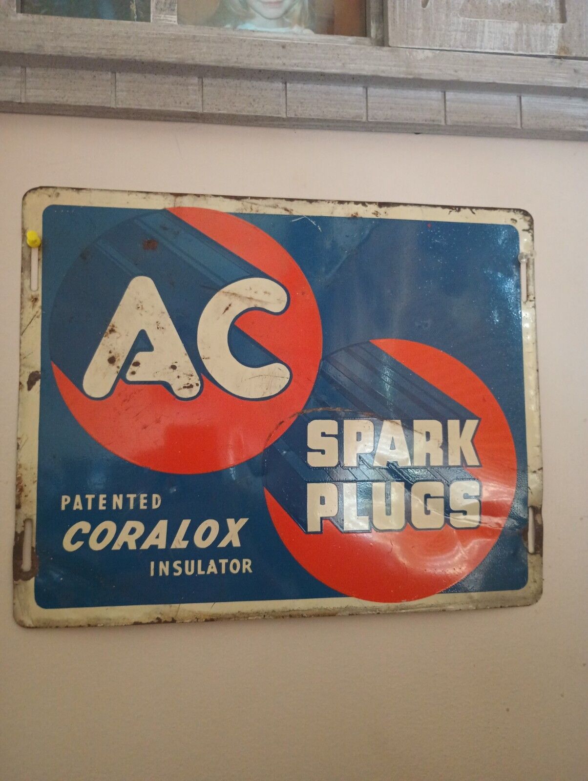Vintage 1950s AC metal sign chevy GM spark plugs Original Gas Oil Advertising 🔥