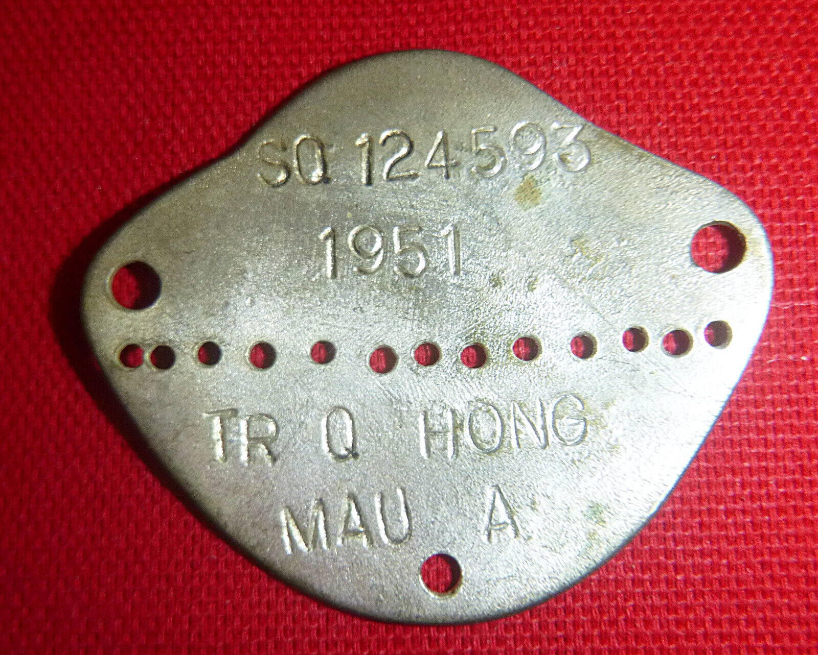 1951 FRENCH FOREIGN LEGION - Indochina War - DOG TAG # 124593 - VIETNAM - G.030