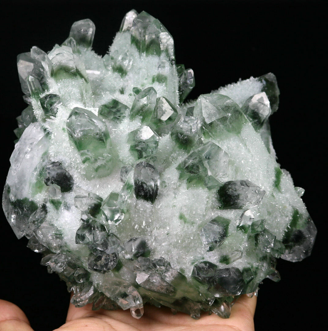 3.16lb Rare Beatiful Green Tibetan Ghost phantom Quartz Crystal Cluster Specimen