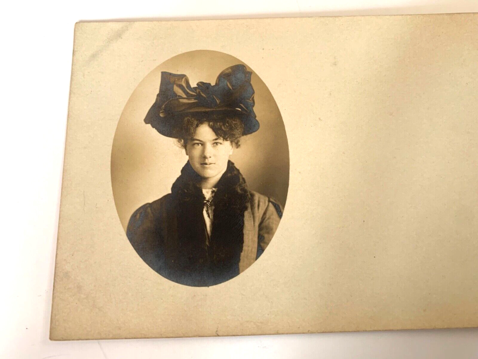 Postcard Antique RPPC Victorian Lady Portrait Fancy Hat c1915