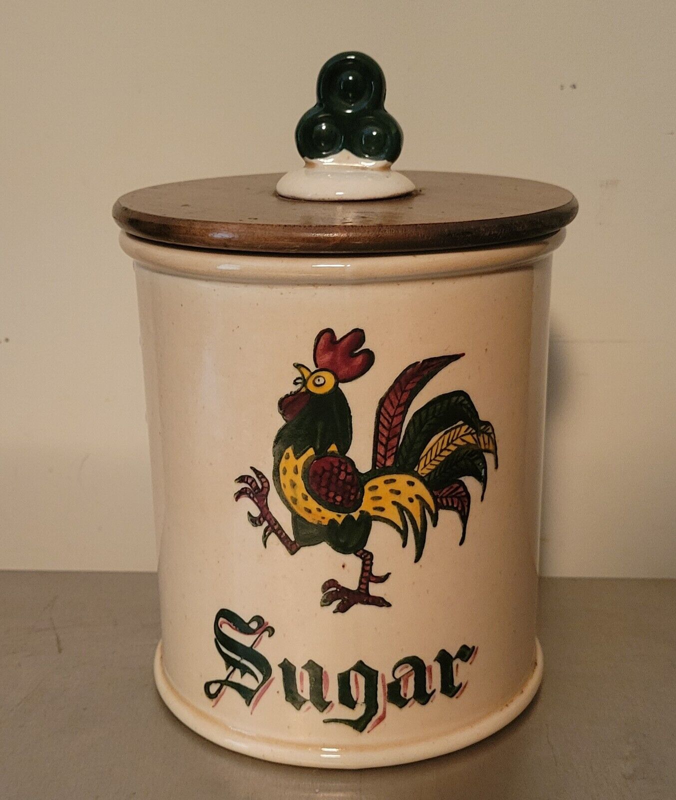 Metlox Poppytrail Red Rooster California Provincial Sugar Canister /w Lid