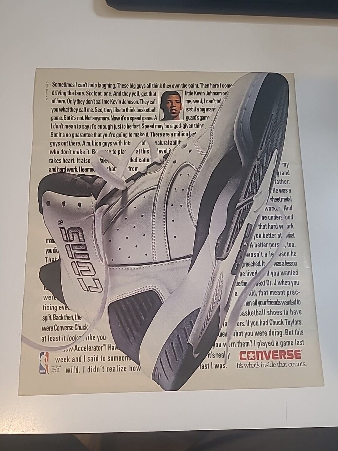 Converse Sneakers Cons Kevin Johnson Vintage 10x12 Print  Ad 1991 