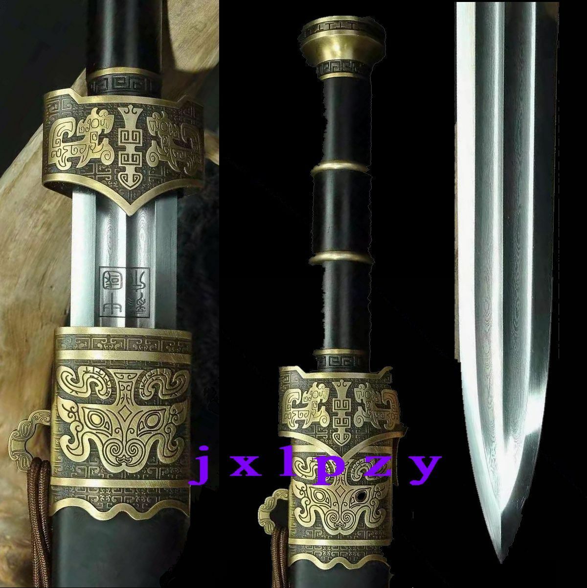 Class A Chinese Kung Fu Sword Sharp Folded Damascus Steel Blade Yue King Jian越王劍